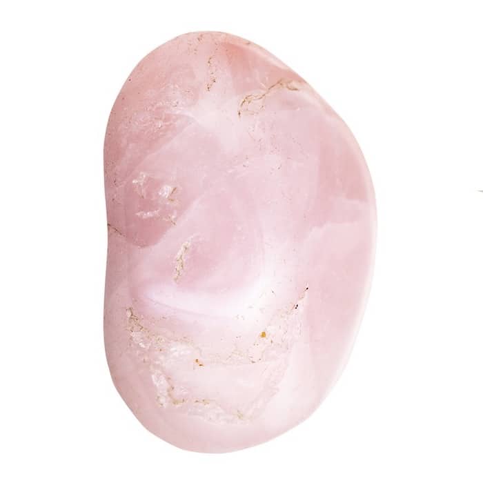 Piedra plana de cuarzo rosa, aliada de la aventurina para la confianza en uno mismo