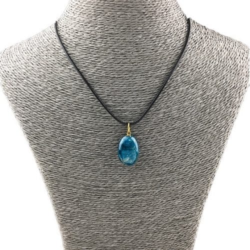 Apatite Bleue - Pendentif Pierre Roulée | Lithothérapie en Ligne