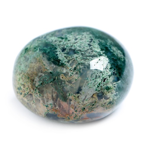 Piedra rodada de ágata musgosa verde