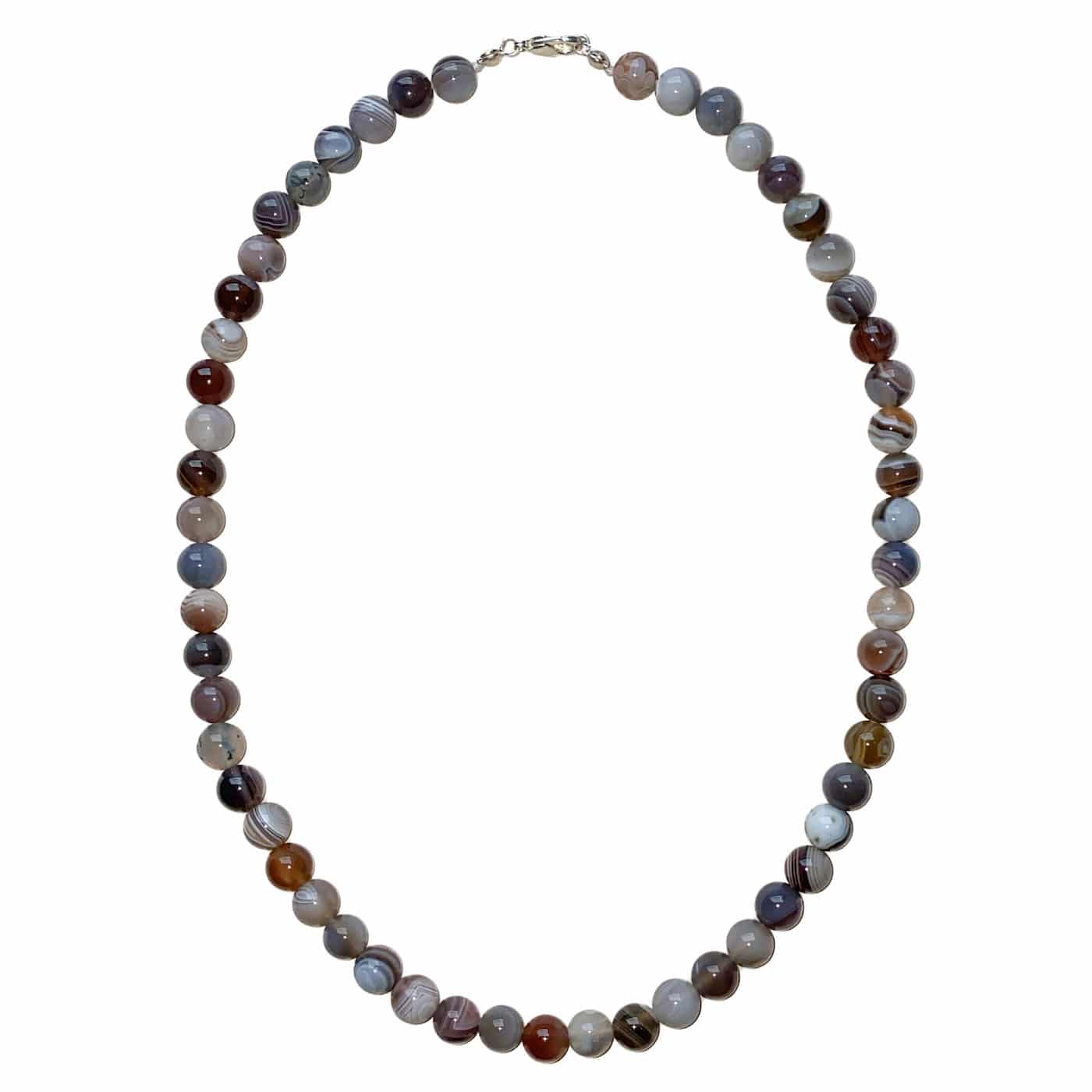 Collier en Agate Naturelle - Pierres Boules 8mm