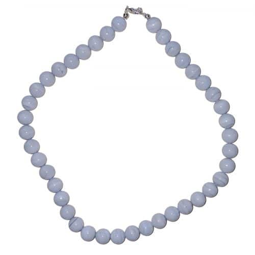 Collier en Calcédoine Bleue - Pierres Boules 10mm - Boutique de Minéraux | Lithothérapie en Ligne