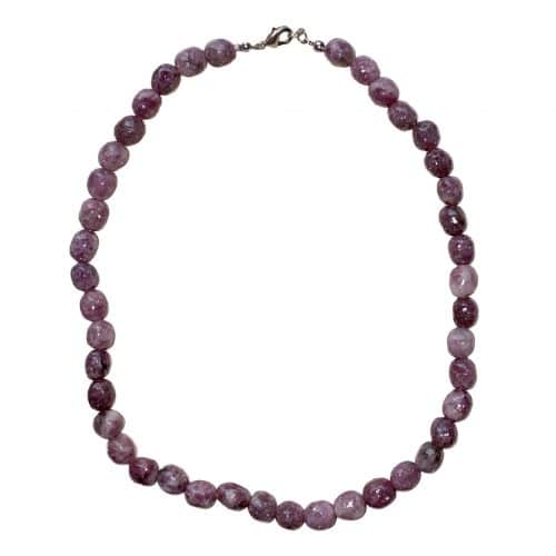 Collier en Lépidolite Violette - Pierres Roulées