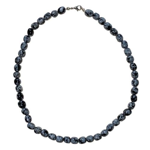 Collier en Obsidienne Flocons de Neige - Pierres Roulées - Boutique de Minéraux | Lithothérapie en Ligne