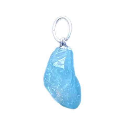 Pendentif pierre roulée en aigue marine