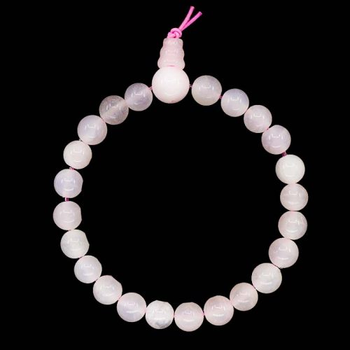 Bracelet Tibétain en Quartz Rose - Pierres Boules 8 mm