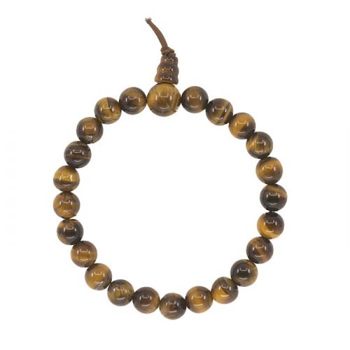 Bracelet Tibétain en Oeil de Tigre - Pierres Boules 8 mm