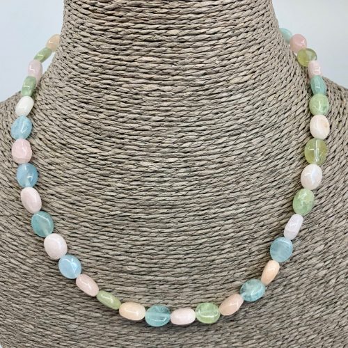 Aigue-Marine et Morganite - Collier Grains de café